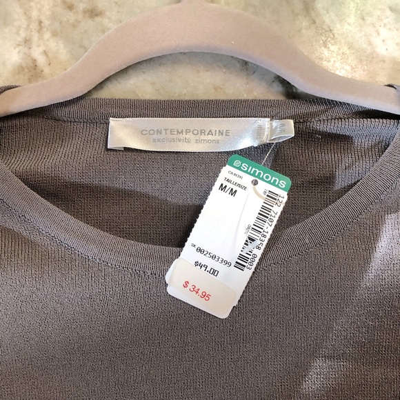 ☀️ NWT Simons Contemporaine Grey Knit Half Sleeve Sweater in Size Medium - Picture 4 of 8